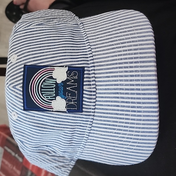 Blue and white striped cap.  Brand new - Picture 1 of 5